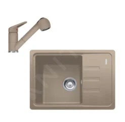 Franke Set - Set Da Cucina G118, Lavello In Fragranite BSG 611-62 E Miscelatore FC 9547.424, Cashmere 114.0510.435