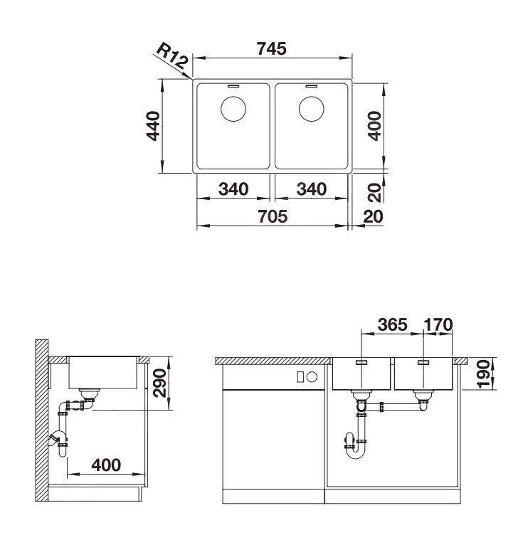 Blanco Andano 340/340 - Lavello, 745x440 Mm, Acciaio Inox 522981 4 Blanco Andano 340/340 - Lavello, 745x440 Mm, Acciaio Inox 522981 - immagine 2
