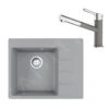 Franke Set - Set G215, Lavello In Fragranite CNG 611-62 TL/2 E Miscelatore FC 3055.084, Pietra Grigia/cromo 114.0650.773