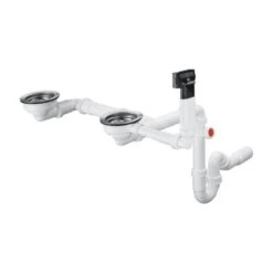 Hansgrohe Sistemi Di Scarico - Sistema Di Scarico E Troppopieno Per Lavello Doppio In Granito, Cromato 43928000