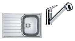 Franke Set - Set N79, Lavello In Acciaio Inox SKN 611-79 E Miscelatore FC 9547.031, Acciaio Inox/cromo 101.0618.832