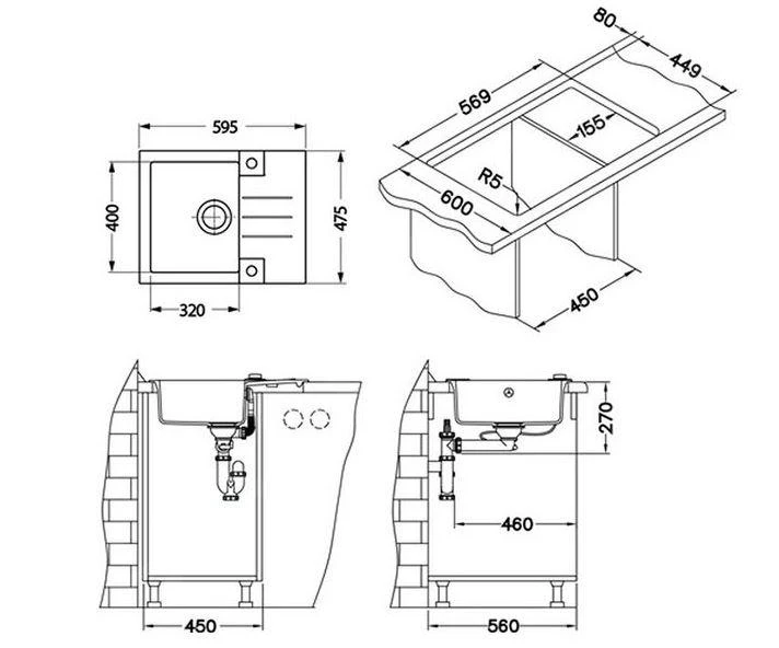 Alveus Rock - Lavello In Granito 595x475 Mm, Con Comando Dello Scarico, Concrete 1122741 4 Alveus Rock - Lavello In Granito 595x475 Mm, Con Comando Dello Scarico, Concrete 1122741 - immagine 2