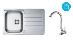 Alveus Set - Set Lavello Line 80, Baterie Karina + Regalo, Cromo SETA273