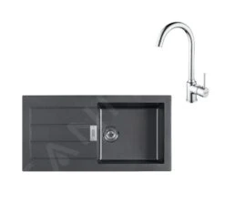 Franke Set - Set Da Cucina T108, Lavello In Tectonite S2D 611-100 E Miscelatore FP 9000.31, Nero/cromo 143.0675.739