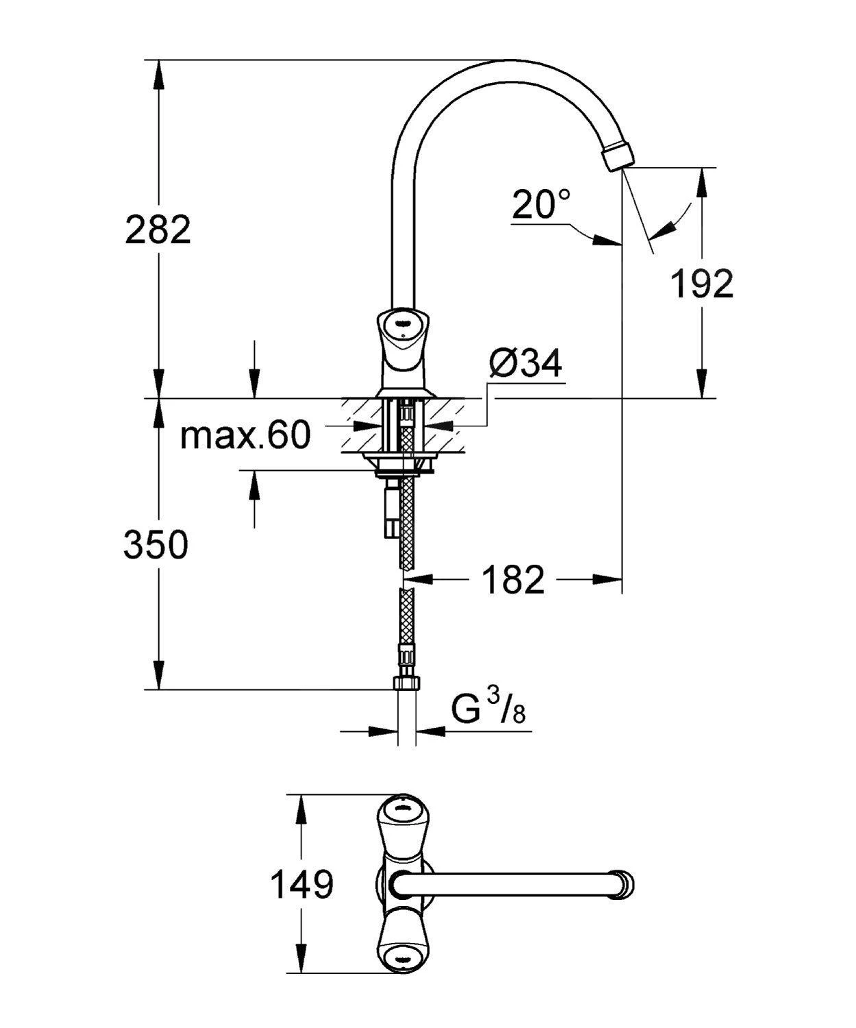 Grohe Costa S - Miscelatore A Manopole Per Cucina, Cromato 31819001 3 Grohe Costa S - Miscelatore A Manopole Per Cucina, Cromato 31819001 - immagine 2