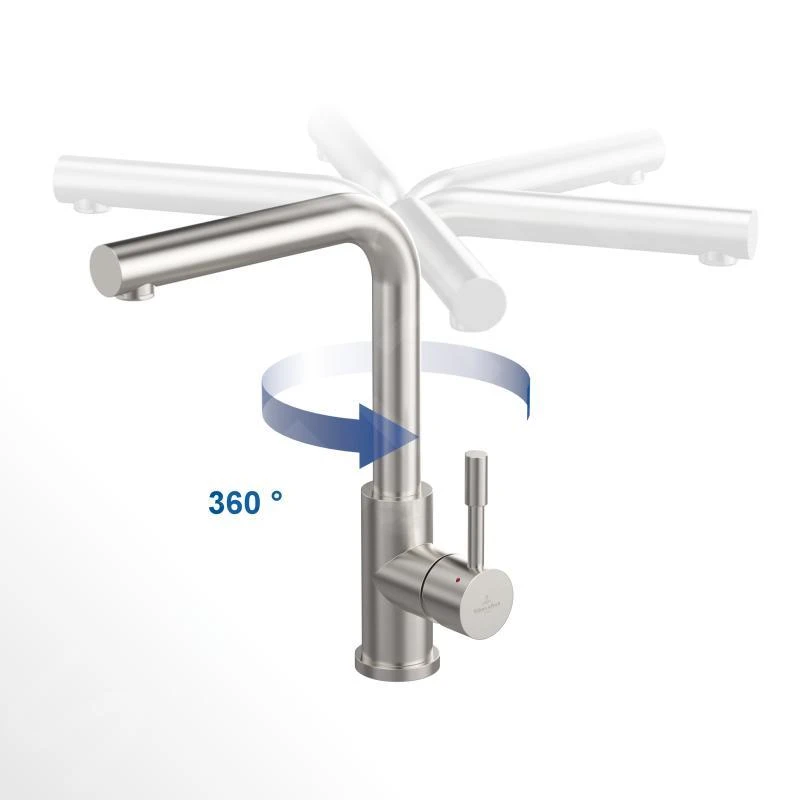 Villeroy & Boch Modern Steel - Miscelatore Da Lavello, Acciaio Inox 966801LC 6 Villeroy & Boch Modern Steel - Miscelatore Da Lavello, Acciaio Inox 966801LC - immagine 4