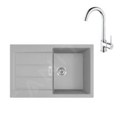 Franke Set - Set Da Cucina T104, Lavello In Tectonite S2D 611-78 E Miscelatore FP 9000.031, Grigio/cromo 143.0675.727