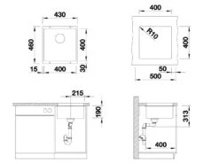Blanco Subline 400 - Lavello In Silgranit, 430x460 Mm, InFino, Color Alluminio 523424 -franke Shop 54e70881dc728722cfd067c5