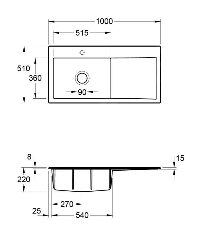 Villeroy & Boch Subway Style 60 - Lavello In Ceramica 100x51 Cm, CeramicPlus, Grafite 336201i4 4 Villeroy & Boch Subway Style 60 - Lavello In Ceramica 100x51 Cm, CeramicPlus, Grafite 336201i4 - immagine 2
