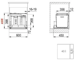 Franke Differenziatori - Cestino Portarifiuti Incorporato Composta 350-60 121.0307.526 -franke Shop 6f9cf903899d858e309b2f82