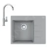 Franke Set - Set G214, Lavello In Fragranite CNG 611-62 TL/2 E Miscelatore FP 0408.031, Pietra Grigia/cromo 114.0650.763