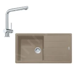 Franke Set - Set Da Cucina G135, Lavello In Fragranite BFG 611 E Miscelatore Samoa, Cashmere/cromo 114.0510.323