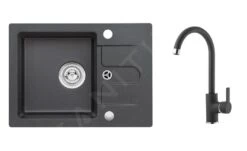 Alveus Set - Set Lavello In Granito Cortina 10 E Miscelatore Tonia, Carbon SETA21010