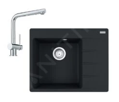 Franke Set - Set G212, Lavello In Fragranite CNG 611-62 TL/2 E Miscelatore Samoa, Nero Opaco/cromo 114.0650.744