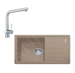 Franke Set - Set Da Cucina G120, Lavello In Fragranite BSG 611-78/39 E Miscelatore Samoa, Cashmere/cromo 114.0510.439