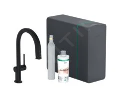 Hansgrohe Aqittura M91 - Miscelatore Da Lavello, Con Bocca Di Erogazione Estraibile, SodaSystem, SBox, Nero Opaco 76806670