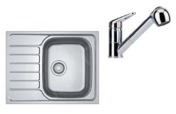 Franke Set - Set N77, Lavello In Acciaio Inox SKN 611-63 E Miscelatore FC 9547.031, Acciaio Inox/cromo 101.0618.838