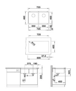Blanco Subline 350/350 - Lavello In Silgranit, 755x460 Mm, Grigio Roccia 523575 -franke Shop a91798ad5051d641f0bbc38a