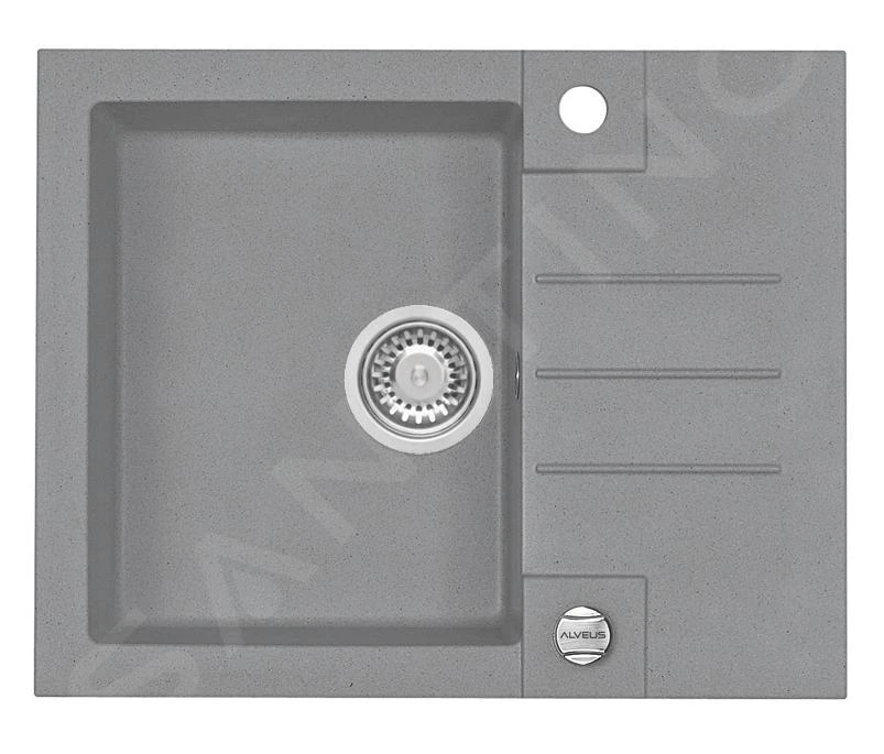 Alveus Rock - Lavello In Granito 595x475 Mm, Con Comando Dello Scarico, Concrete 1122741 3 Alveus Rock - Lavello In Granito 595x475 Mm, Con Comando Dello Scarico, Concrete 1122741