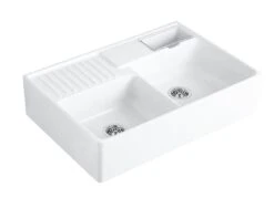 Villeroy & Boch Lavelli - Lavello In Ceramica 895x630 Mm Con Sistema Di Scarico, CeramicPlus, Bianco Alpino 632392R1