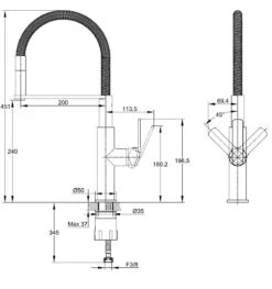 Kielle Magnus - Miscelatore Per Lavello, Con Braccio Di Erogazione Flessibile, Cromo/nero 10516110 -franke Shop e4ca021bf349aa0464dc1e30